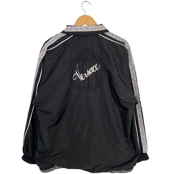 Vintage 90s Gianni Versace Medusa Head Taped Nylon Track Jacket Black mens XL - Picture 2 of 10